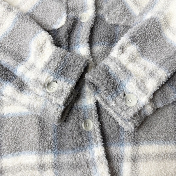 Abercrombie & Fitch Plaid Sherpa Fleece Shacket Jacket Women's Size Large - Picture 3 of 8